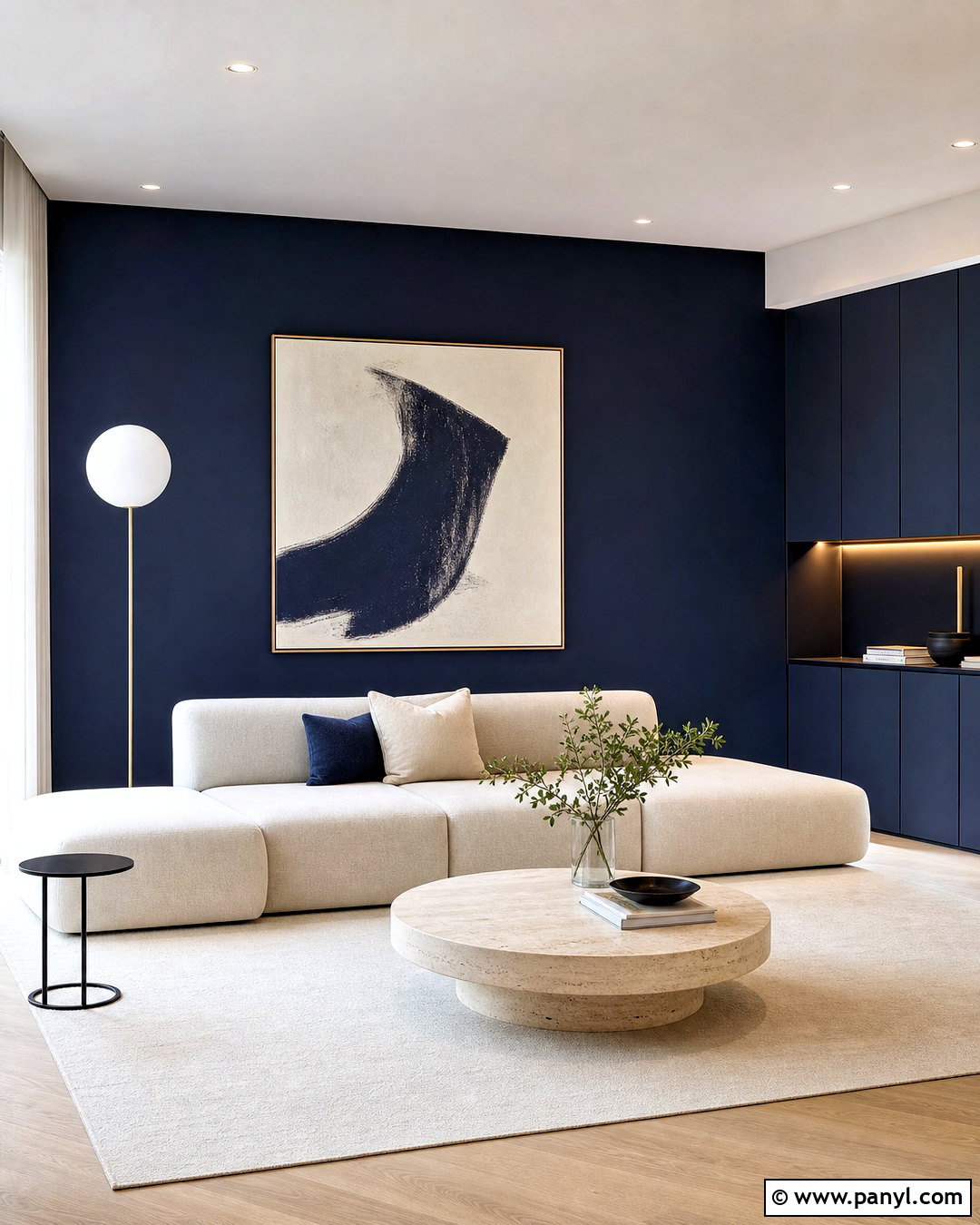 Dark Blue Modern Minimalist Living Room - 20 dark blue interior design ideas