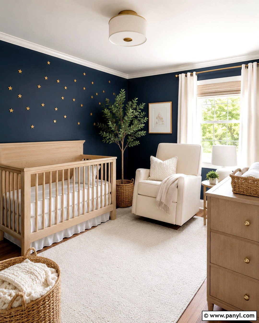 Dark Blue Nursery Wall With Gold Stars - 20 Dark Blue Wall With Gold Accents