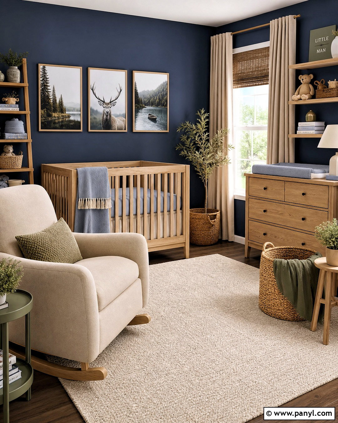 Dark Blue Nursery With Light Oak Furniture - 20 dark blue room ideas