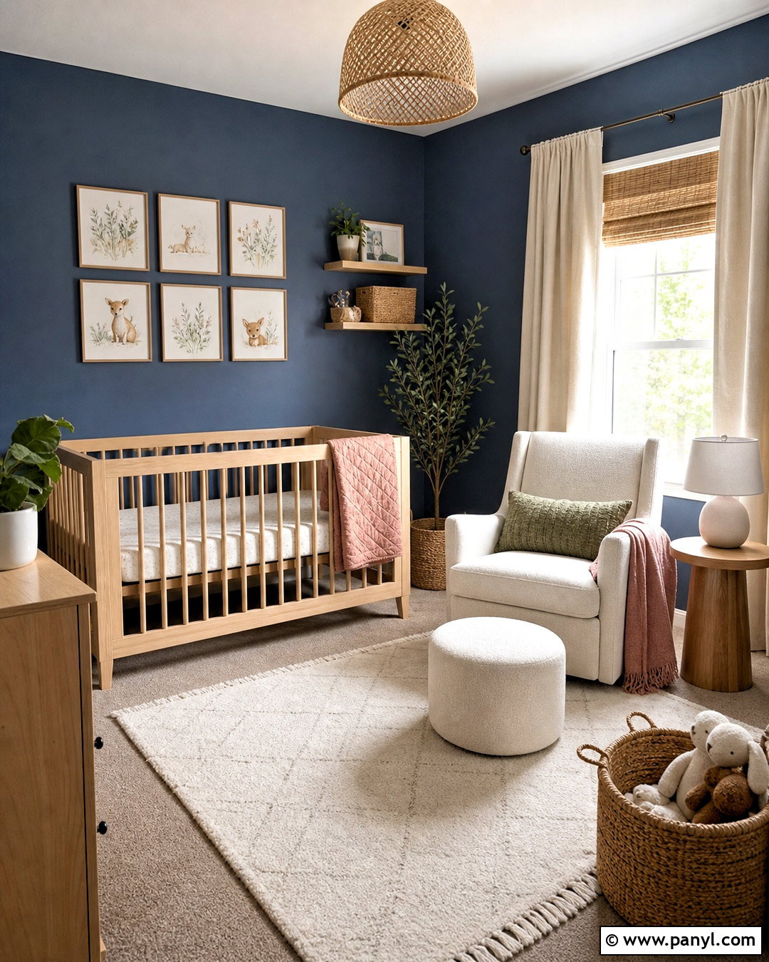 Dark Blue Nursery With Light Wood Furniture - 20 dark blue wall paint ideas