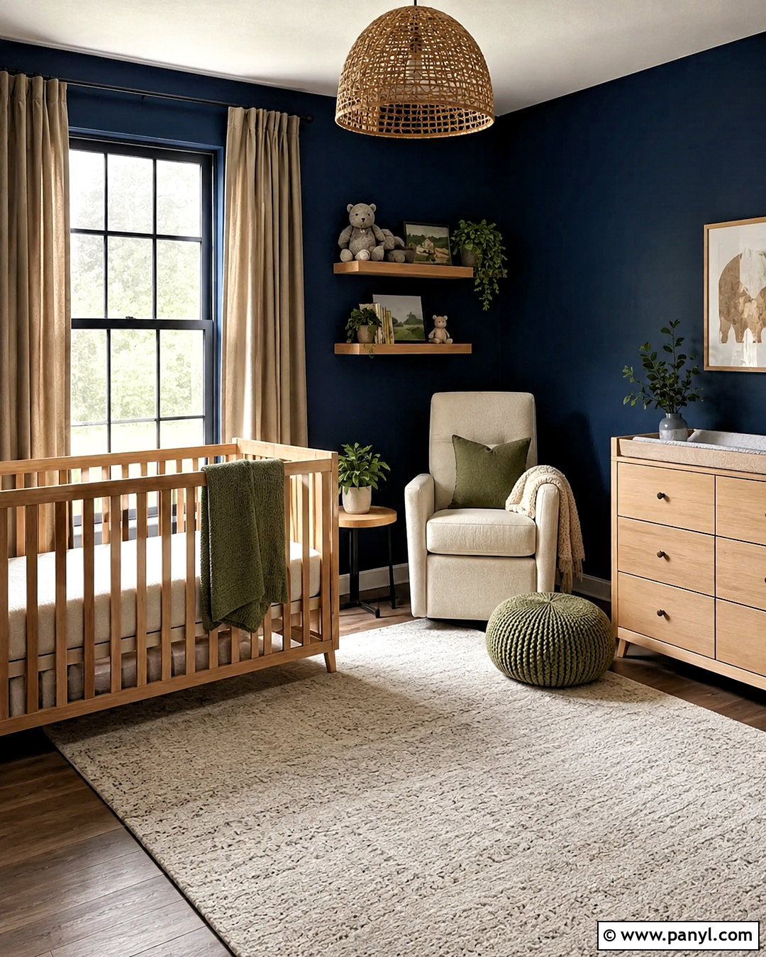 Dark Blue Nursery With Natural Wood - 20 dark blue rooms