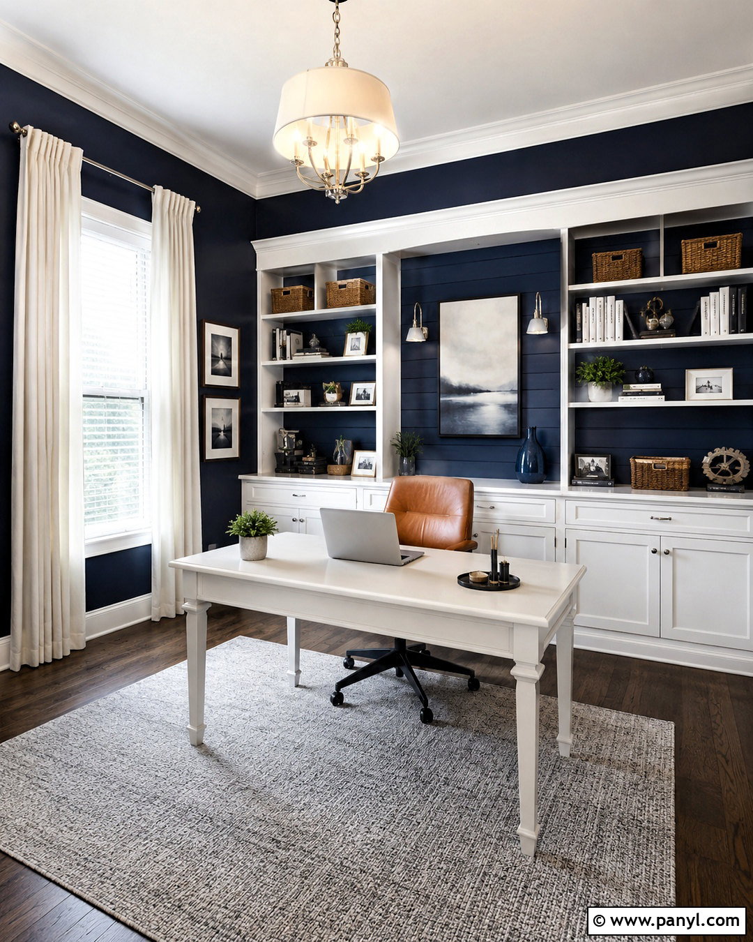 Dark Blue Office Color Drenching - 20 dark blue office ideas