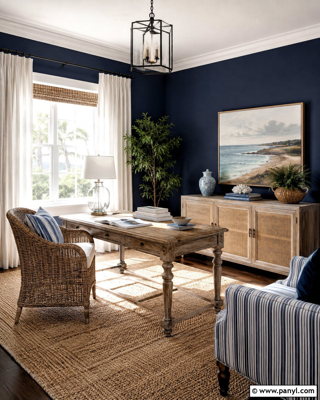 Dark Blue Office With Coastal Decor - 20 dark blue office ideas