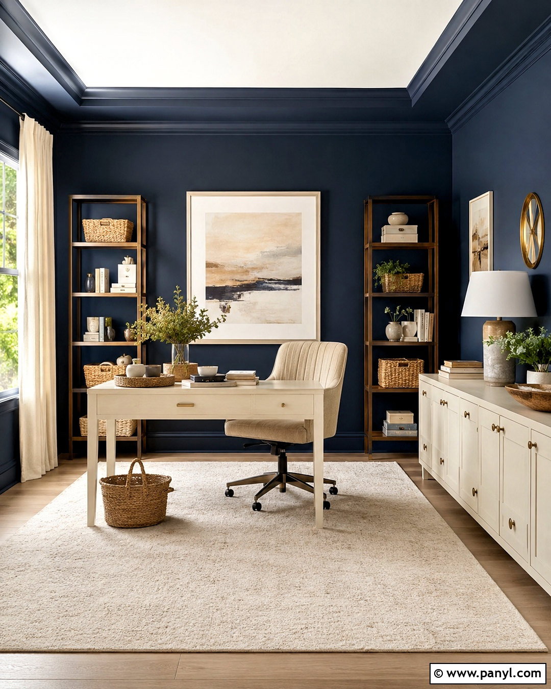Dark Blue Office With Cream Furniture - 20 dark blue office ideas