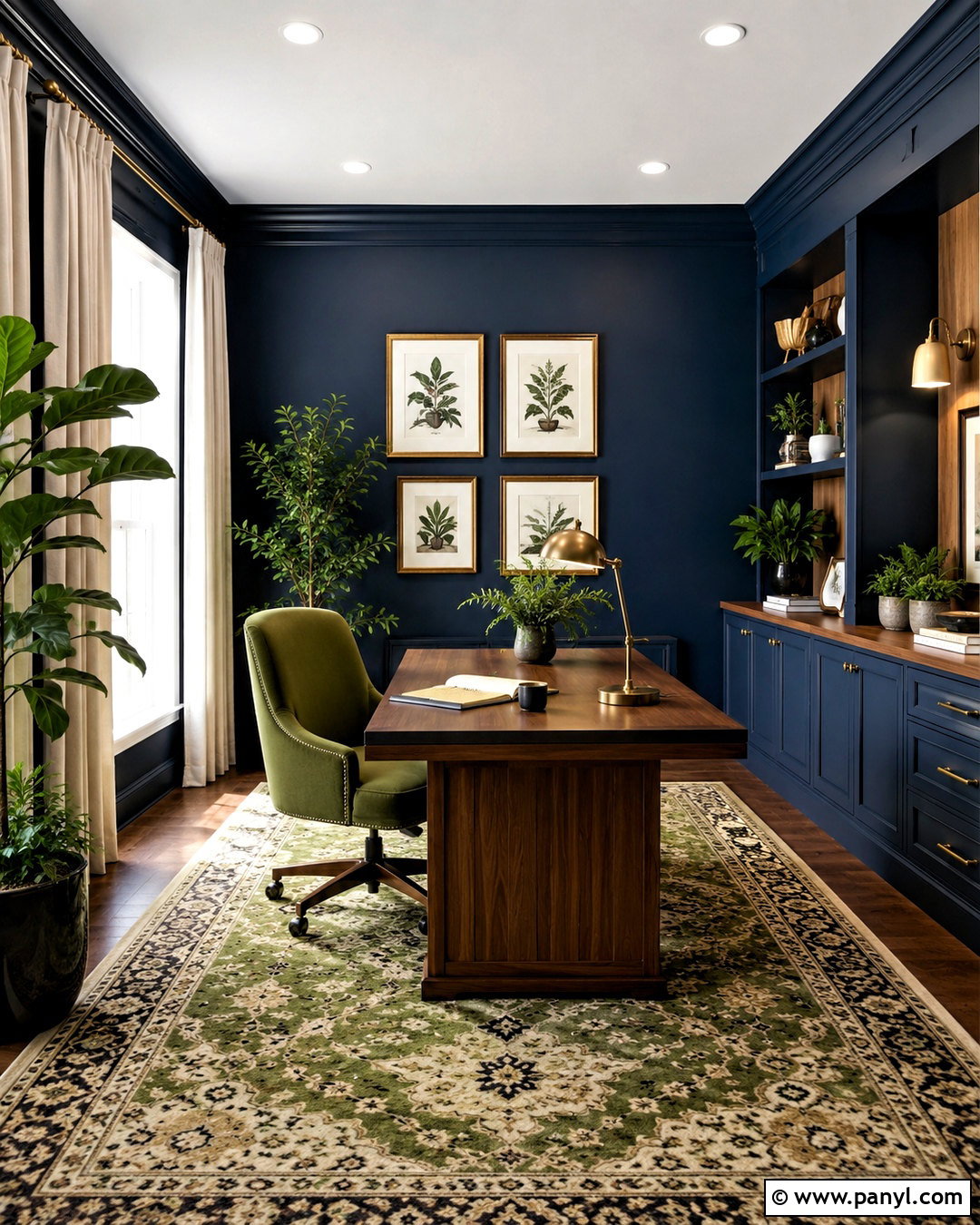 Dark Blue Office With Green Accents - 20 dark blue office ideas