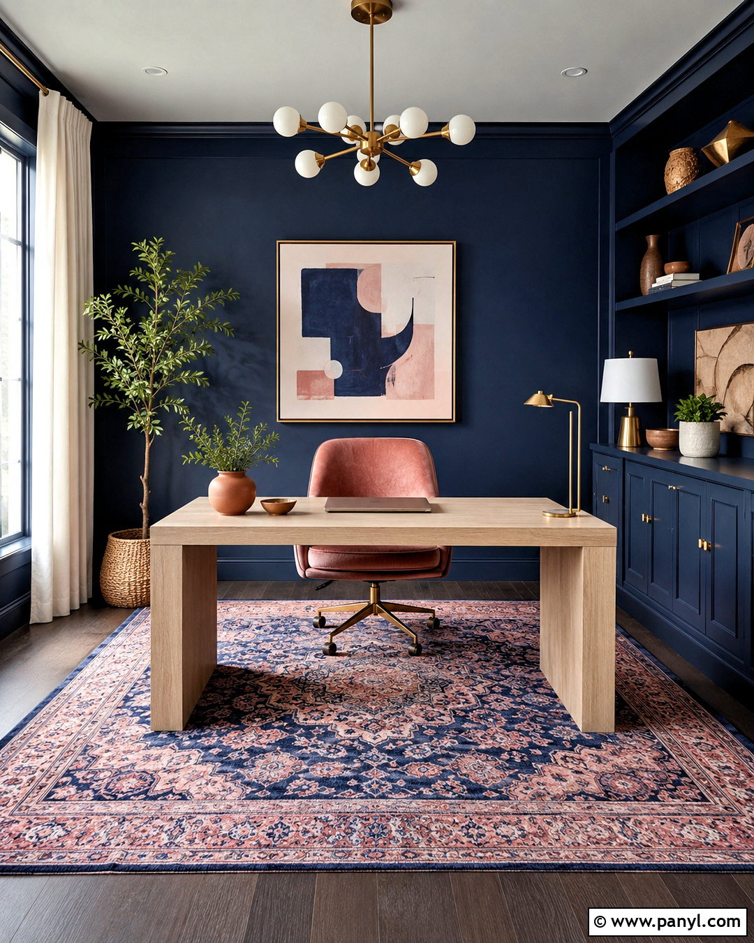 Dark Blue Office With Pink Accents - 20 dark blue office ideas