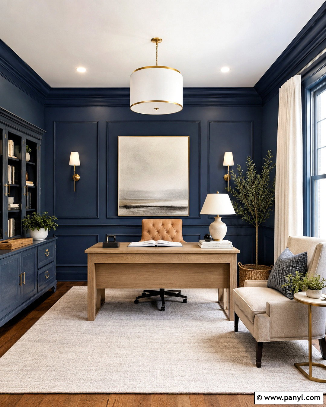 Dark Blue Office With a Light Ceiling - 20 dark blue office ideas