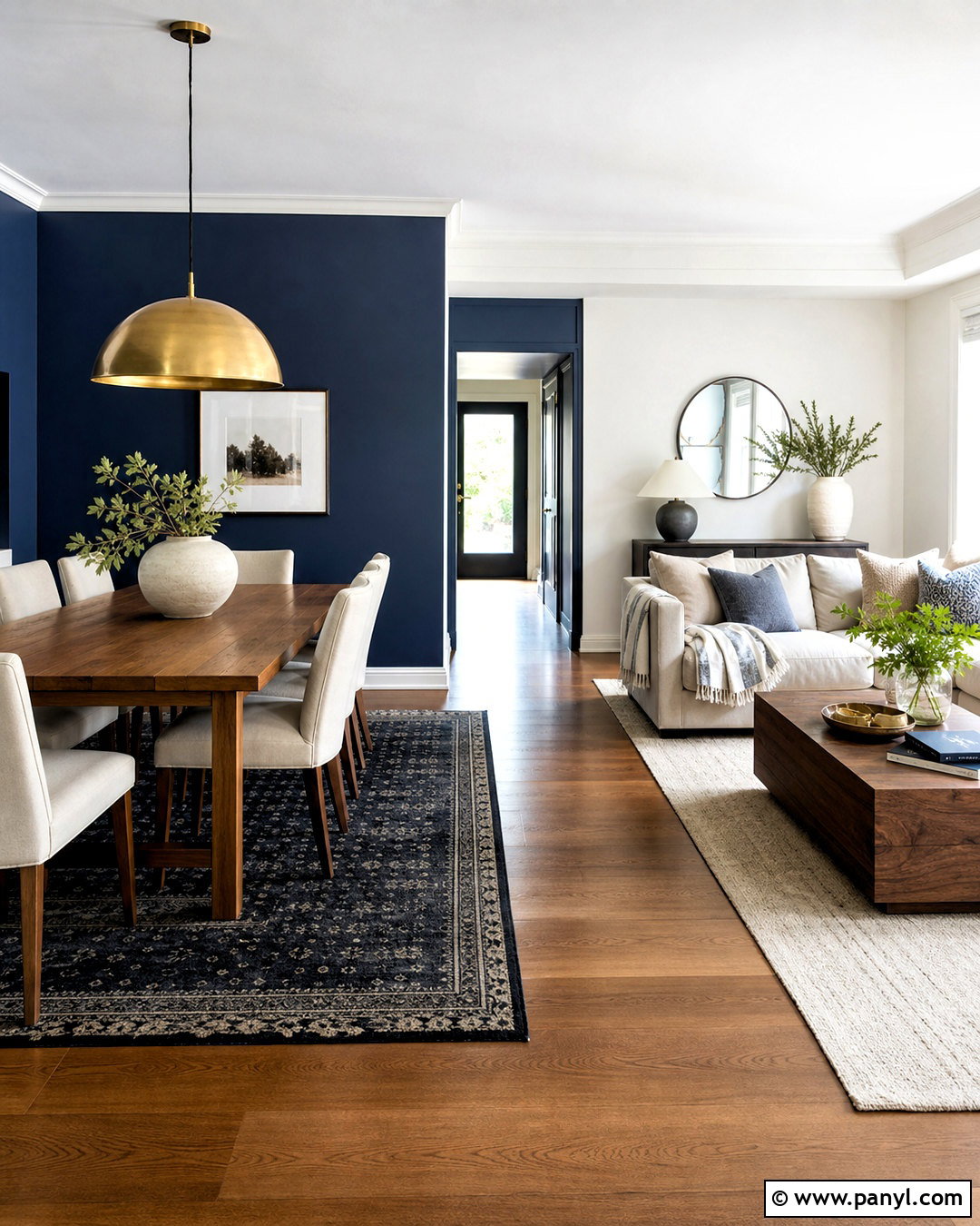 Dark Blue Open-Plan Room Divider - 20 dark blue wall paint ideas