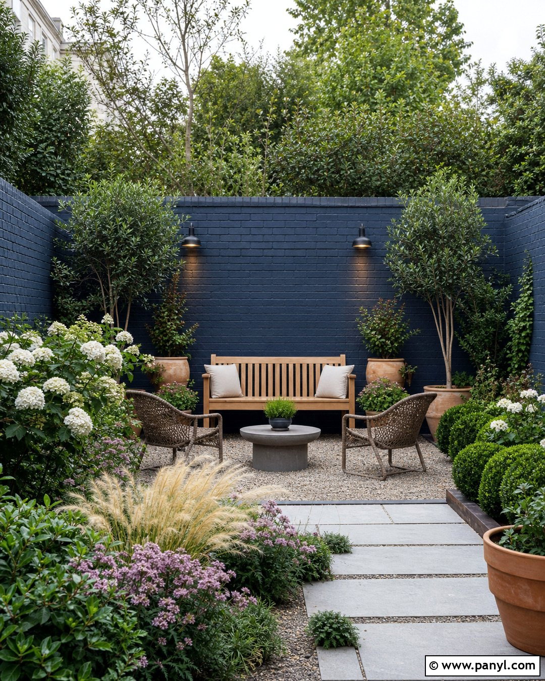 Dark Blue Painted Brick Garden Wall - 20 Blue Painted Brick Wall Ideas