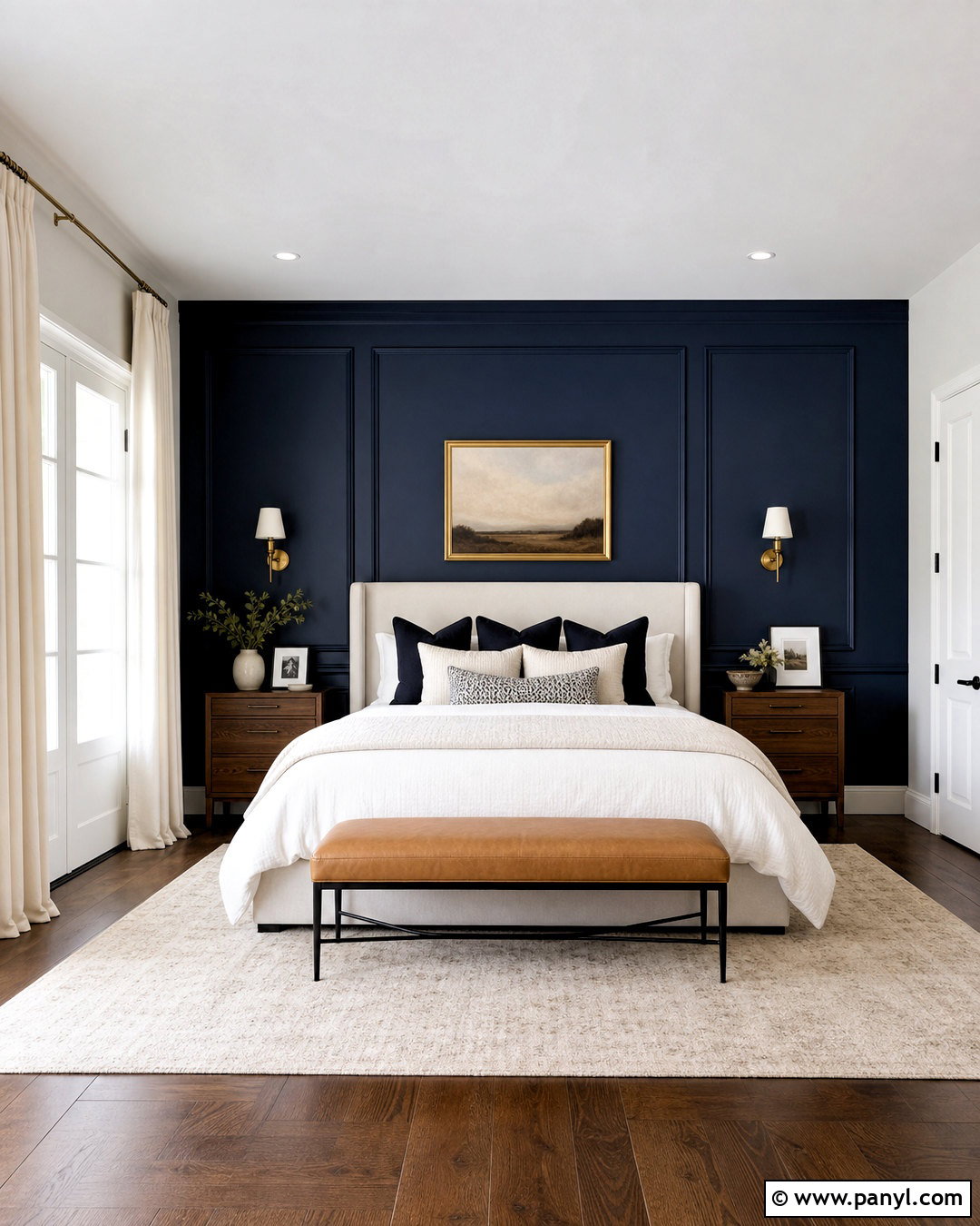 Dark Blue Paneled Accent Wall - 20 dark blue accent wall bedroom ideas