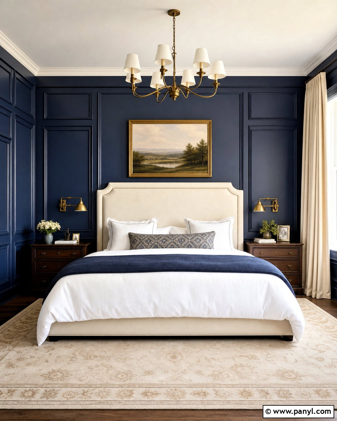 Dark Blue Paneled Bedroom Walls - 20 dark blue bedroom walls