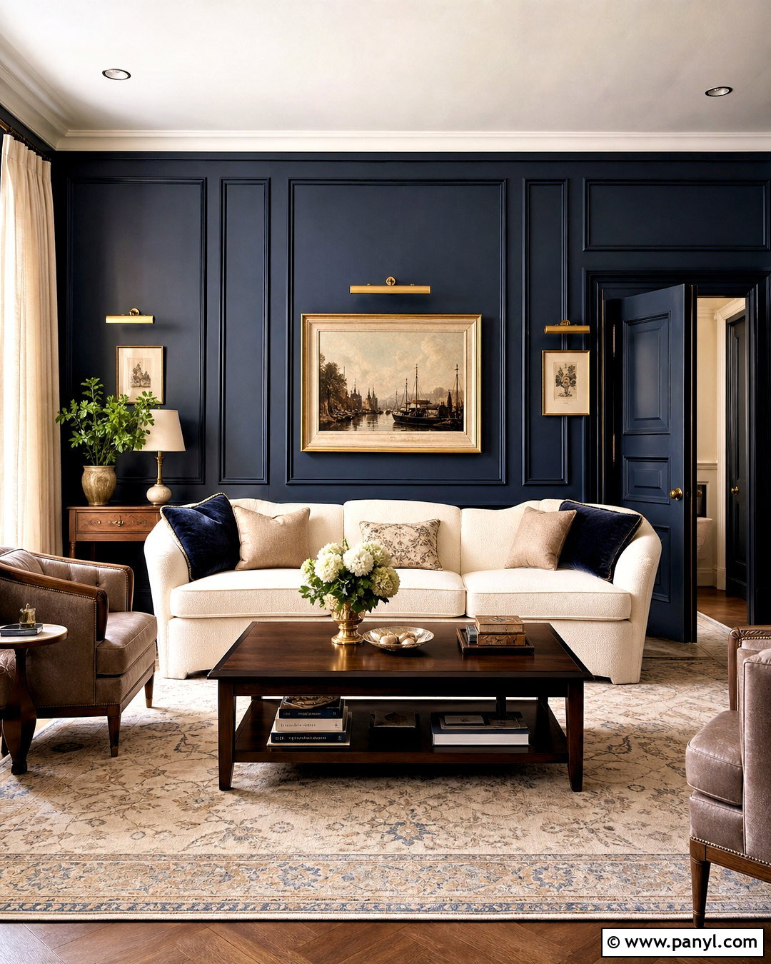 Dark Blue Paneled Living Room Walls - 20 dark blue walls living room ideas