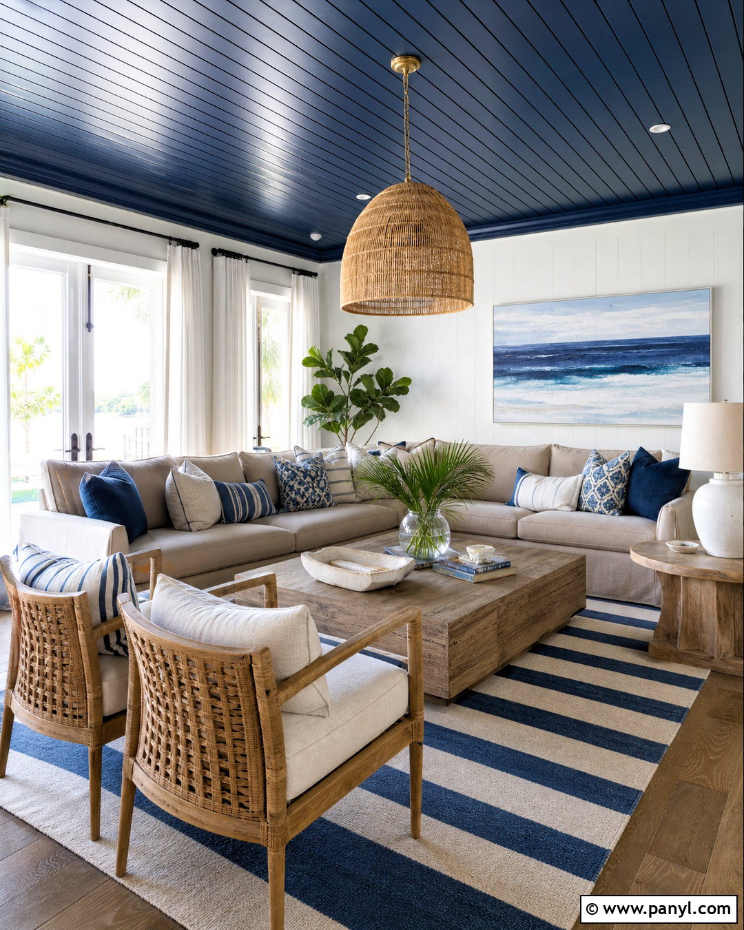 Dark Blue Plank Ceiling - 20 dark blue ceiling ideas
