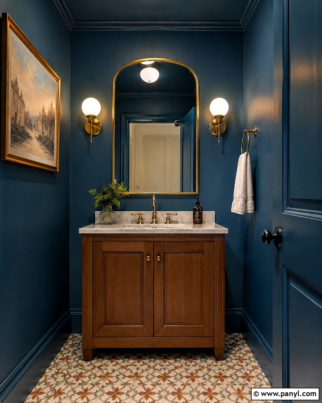 Dark Blue Powder Room - 20 dark painted rooms