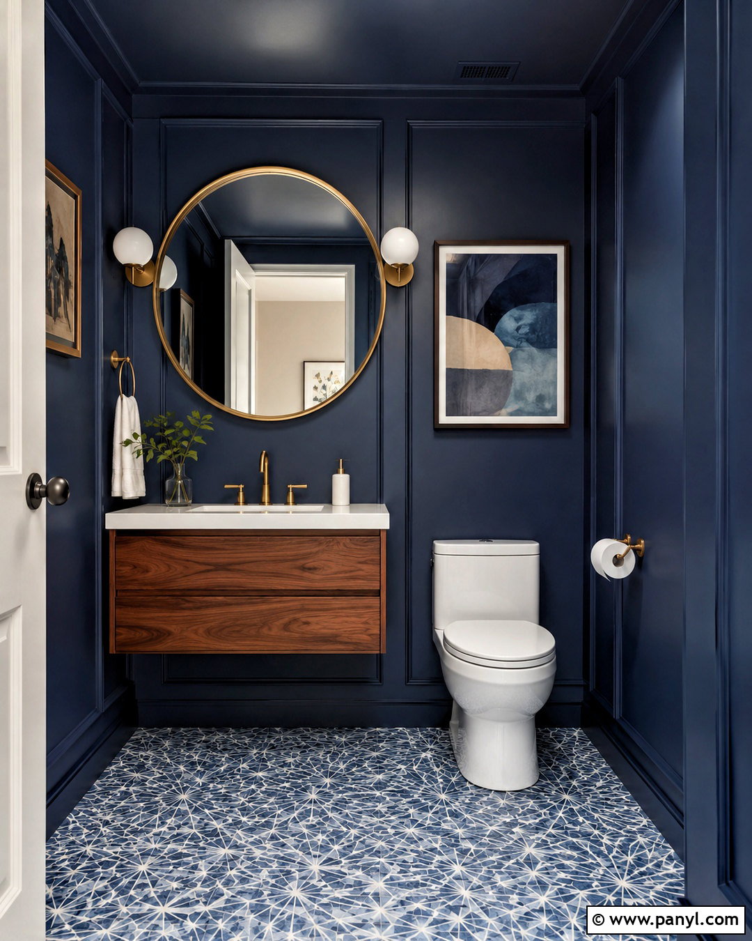 Dark Blue Powder Room - 20 modern blue bathroom ideas