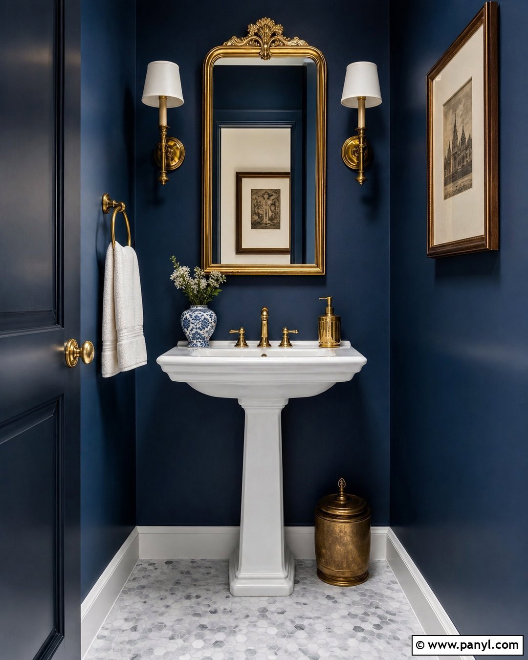 Dark Blue Powder Room Walls - 50 blue walls