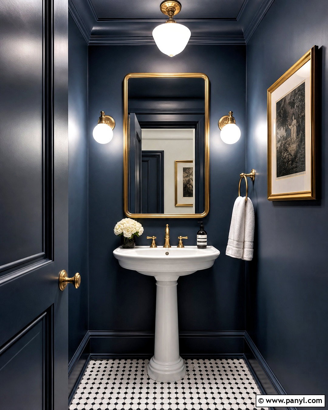 Dark Blue Powder Room - 20 blue bathroom design ideas