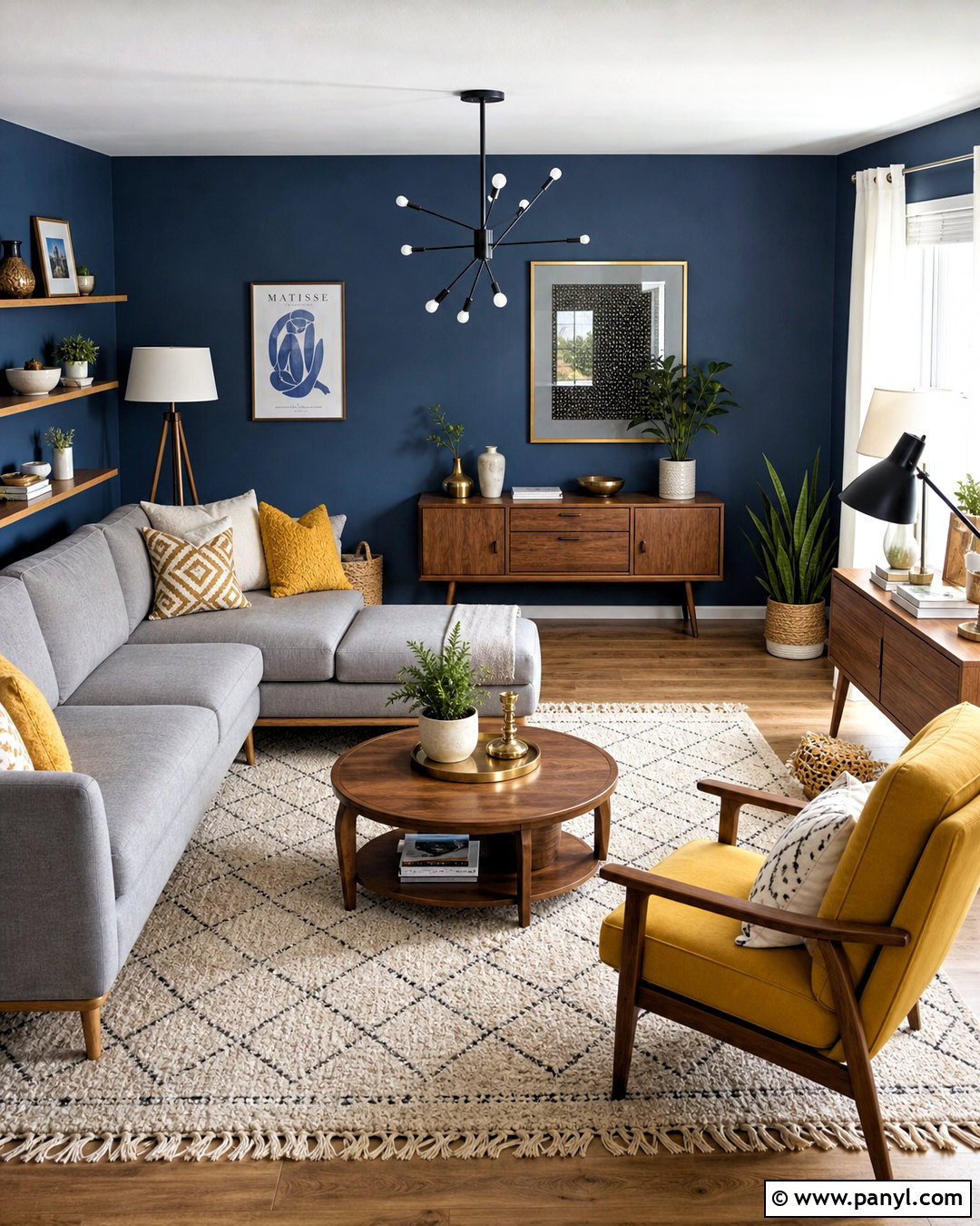Dark Blue Room With Mustard Yellow Decor - 20 dark blue room ideas