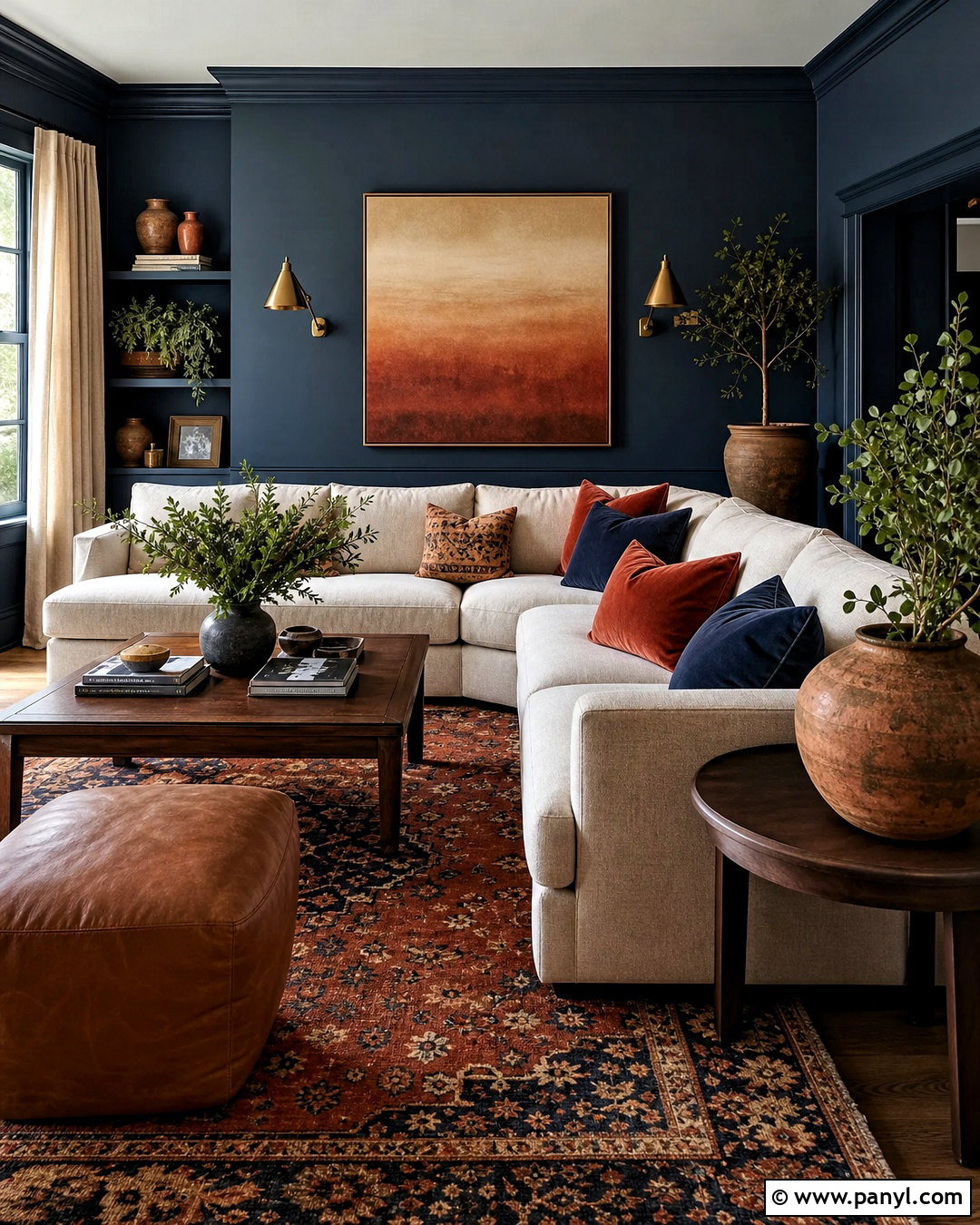 Dark Blue Room With Terracotta Accents - 20 dark blue room ideas