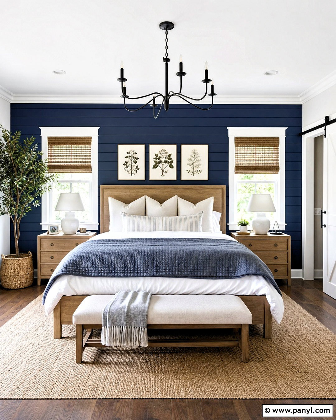 Dark Blue Shiplap Accent Wall - 20 dark blue accent wall bedroom ideas