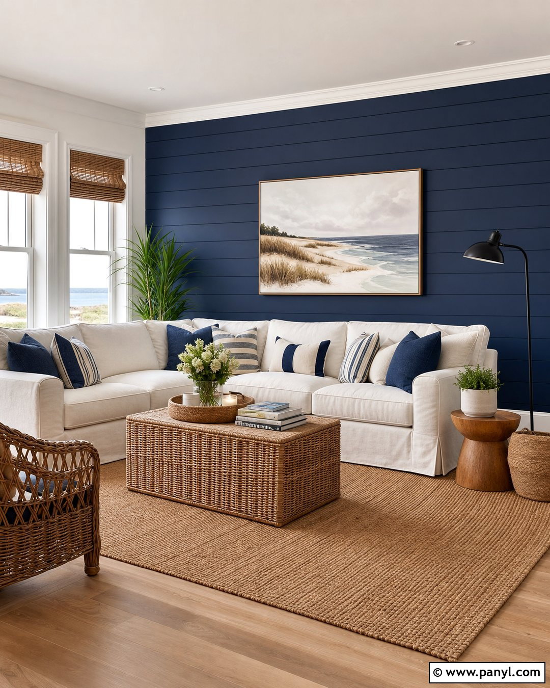 Dark Blue Shiplap Accent Wall - 35 Dark Blue Accent Wall Ideas