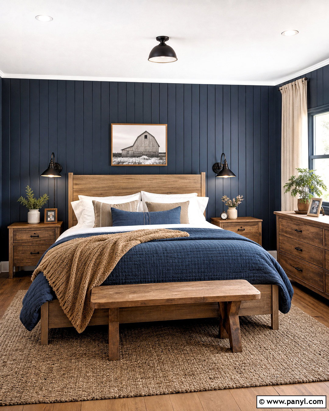 Dark Blue Shiplap Bedroom - 20 dark blue wall bedroom ideas