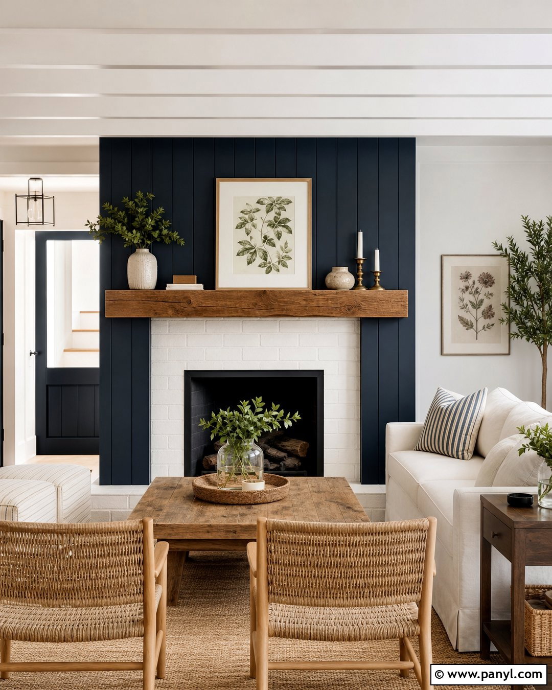 Dark Blue Shiplap Fireplace Wall - 20 Dark Blue Accent Wall Living Room With Fireplace Ideas