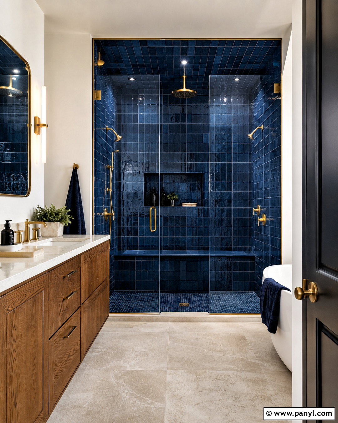Dark Blue Shower Bathroom - 20 moody blue bathroom ideas