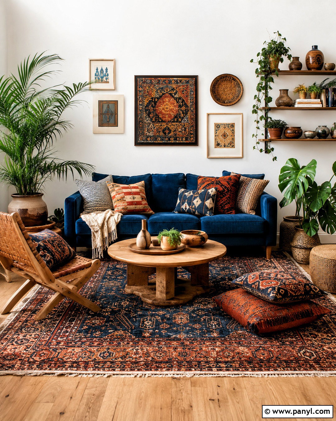 Dark Blue Sofa Boho Living Room - 20 dark blue sofa living room ideas