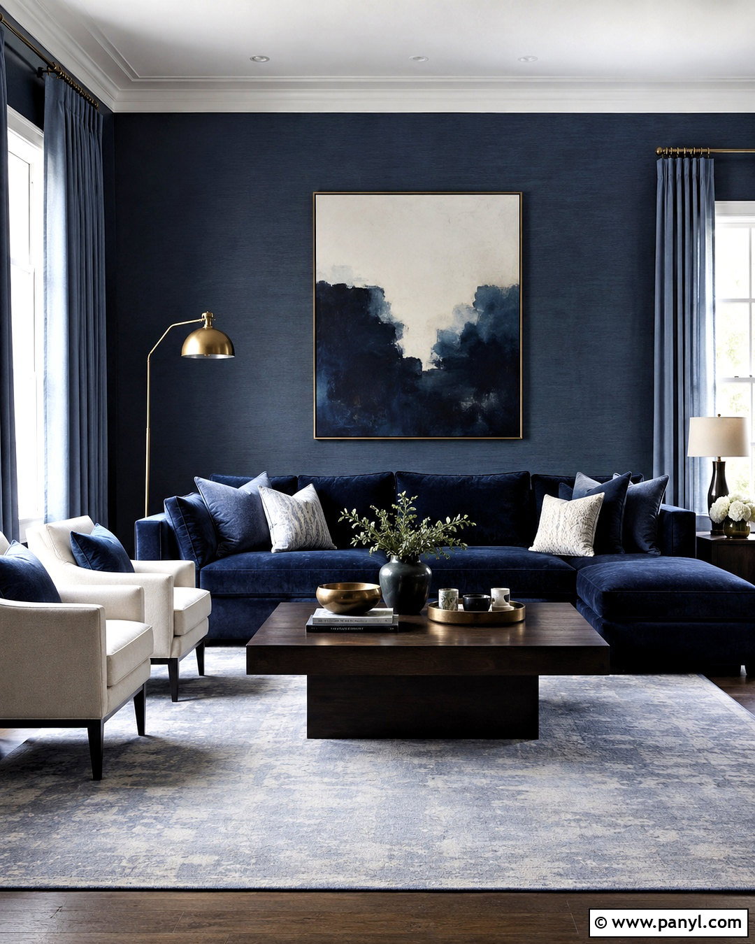 Dark Blue Sofa Monochromatic Living Room - 20 dark blue sofa living room ideas