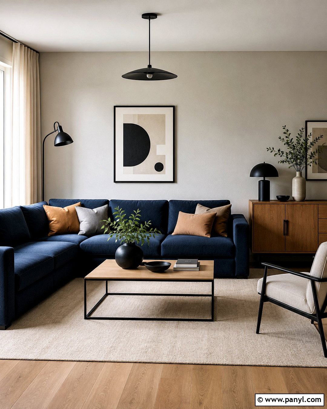 Dark Blue Sofa With Black Accents - 20 dark blue sofa living room ideas