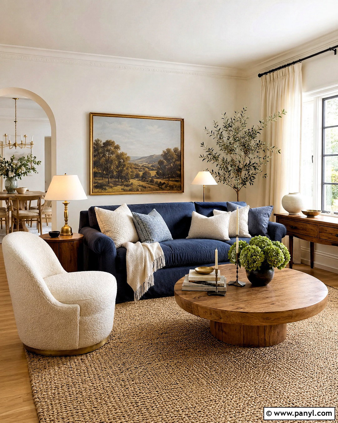 Dark Blue Sofa With Cream Decor - 20 dark blue sofa living room ideas