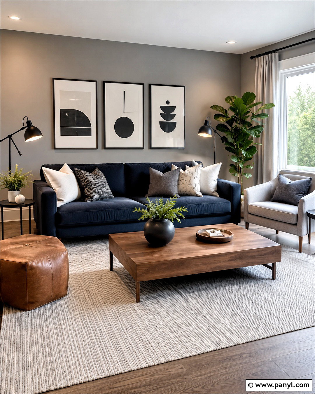 Dark Blue Sofa With Gray Walls - 20 dark blue sofa living room ideas