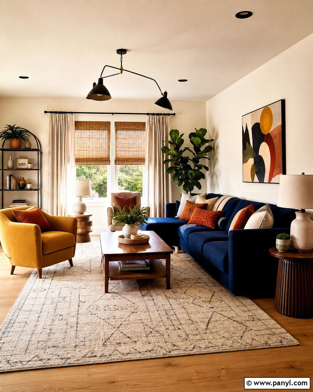 Dark Blue Sofa With Mustard Yellow - 20 dark blue sofa living room ideas