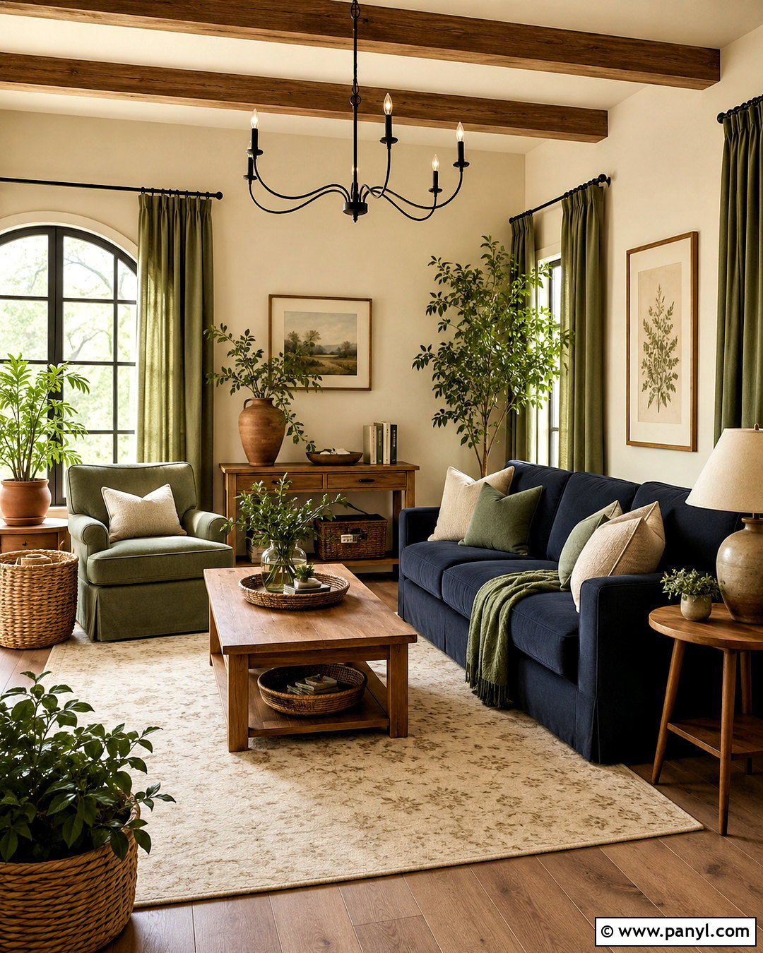Dark Blue Sofa With Sage Green - 20 dark blue sofa living room ideas