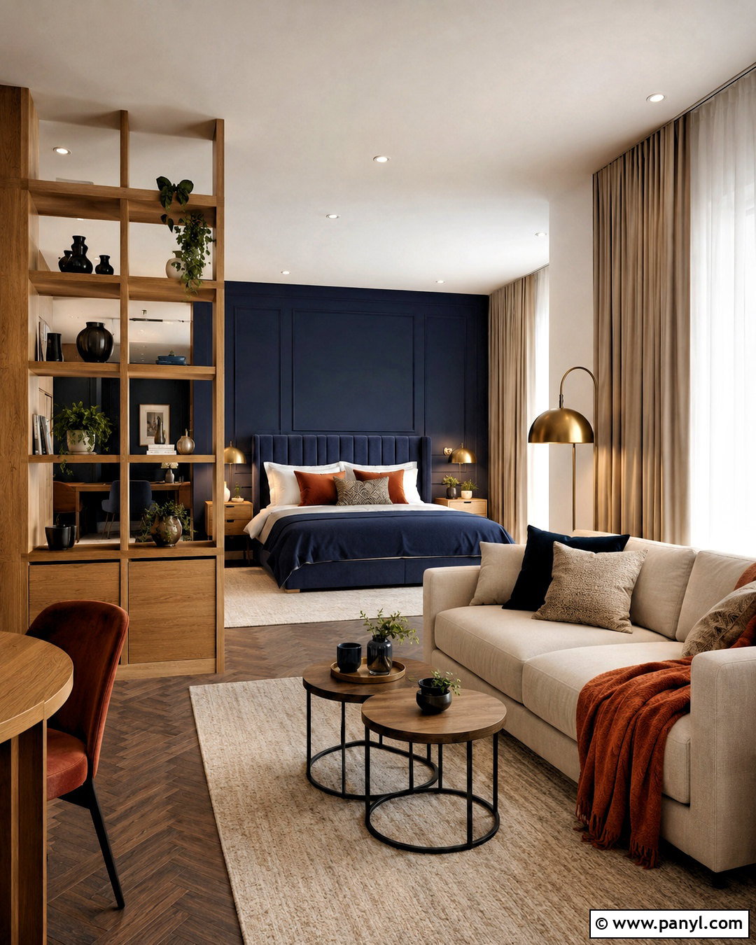 Dark Blue Studio Apartment With Open Layout - 20 dark blue rooms