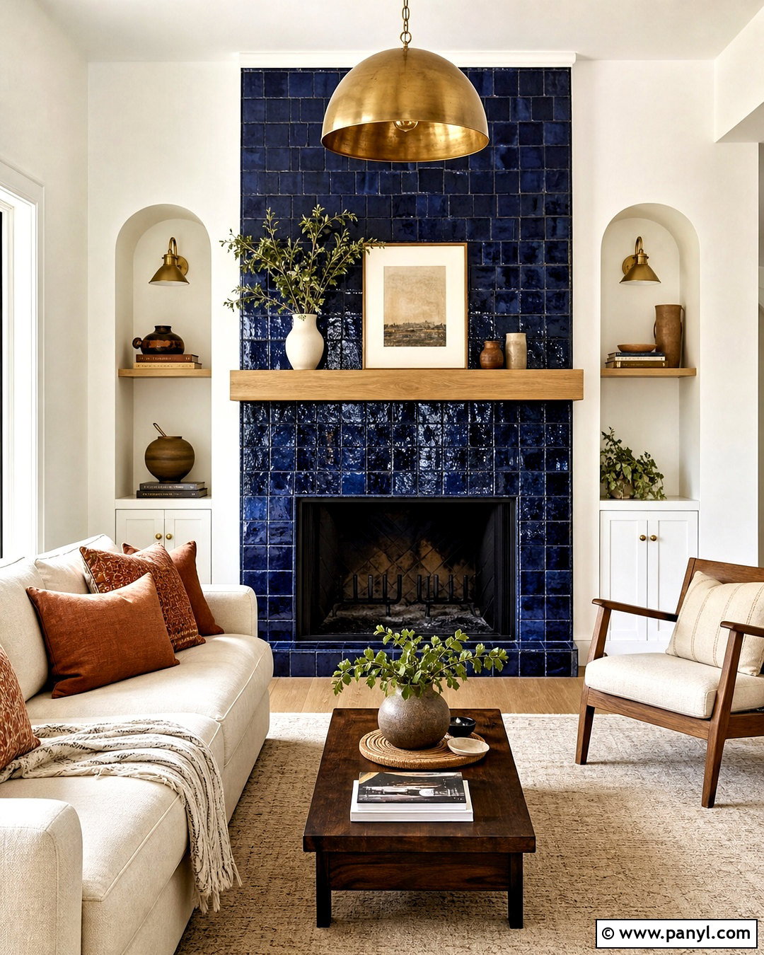 Dark Blue Tiled Fireplace - 20 dark blue fireplace ideas