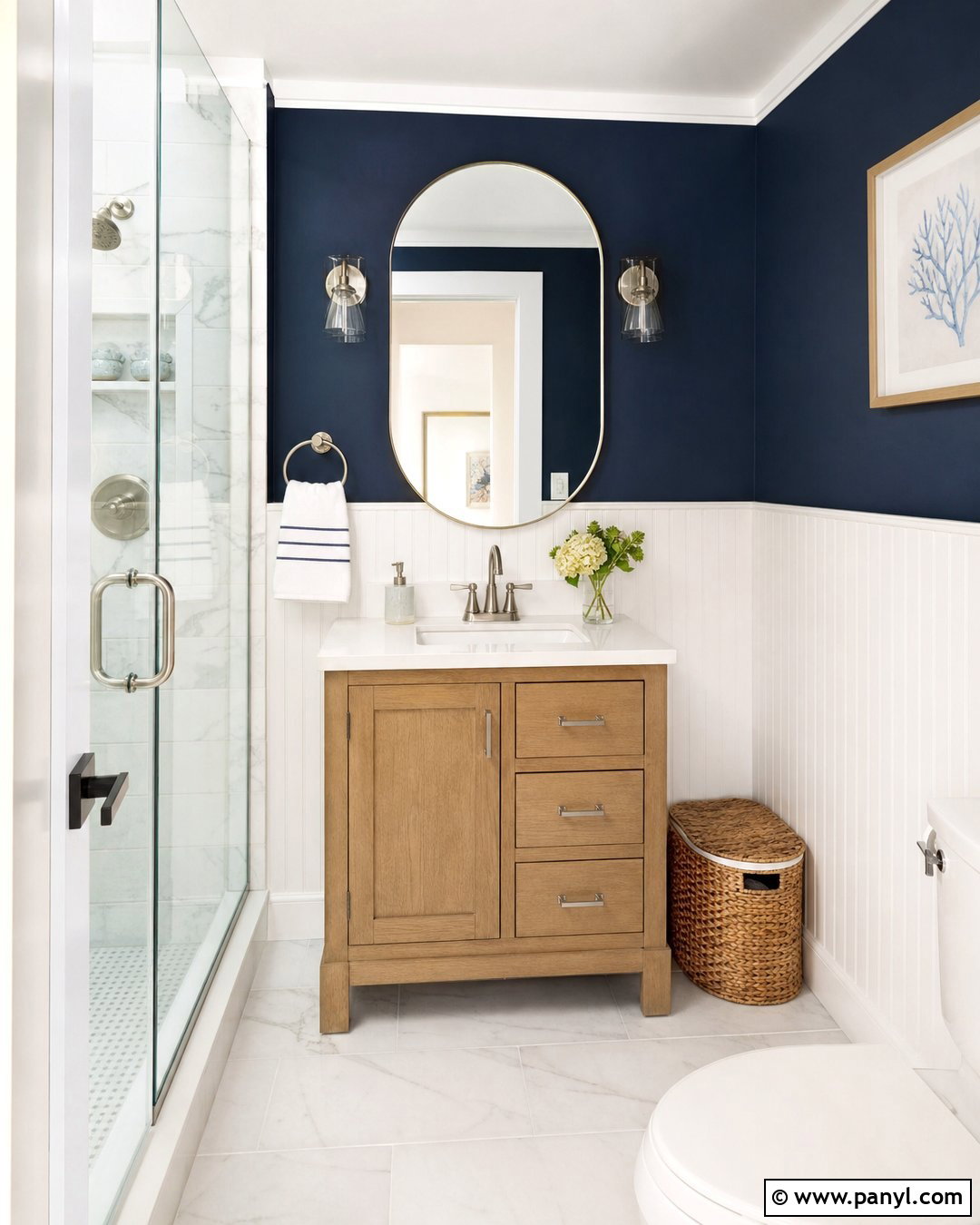 Dark Blue Top Half With Vertical White Paneling - 20 Dark Paint Top Half Of Wall Ideas