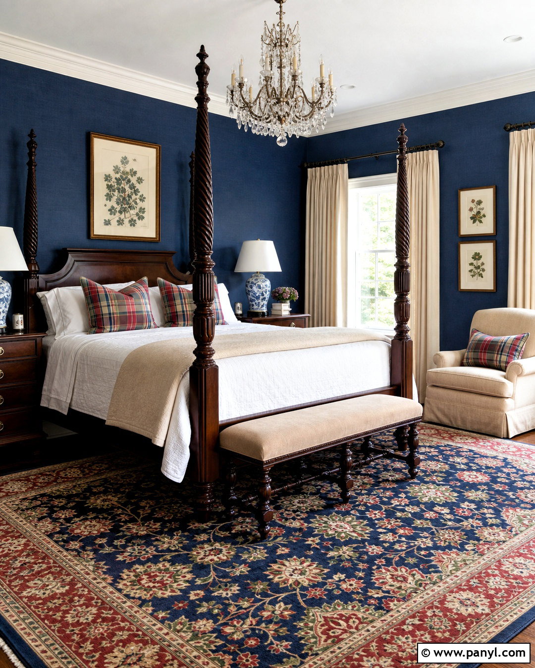 Dark Blue Traditional Bedroom - 20 dark blue walls bedroom ideas