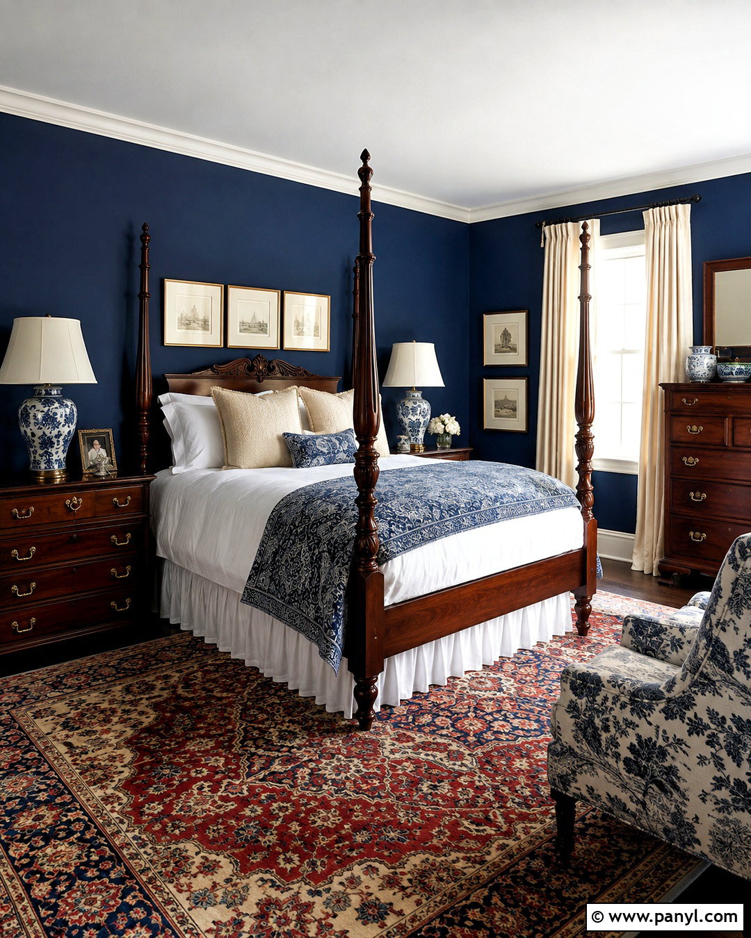 Dark Blue Traditional Bedroom - 20 dark blue bedroom aesthetic ideas