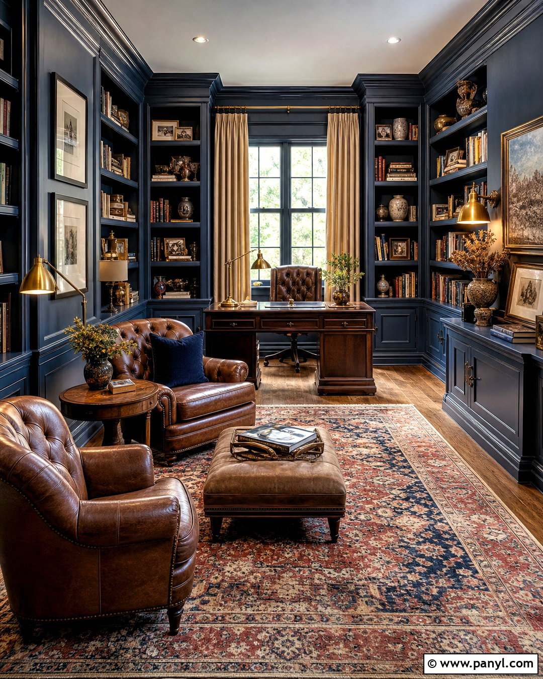 Dark Blue Traditional Library - 20 dark blue interior ideas