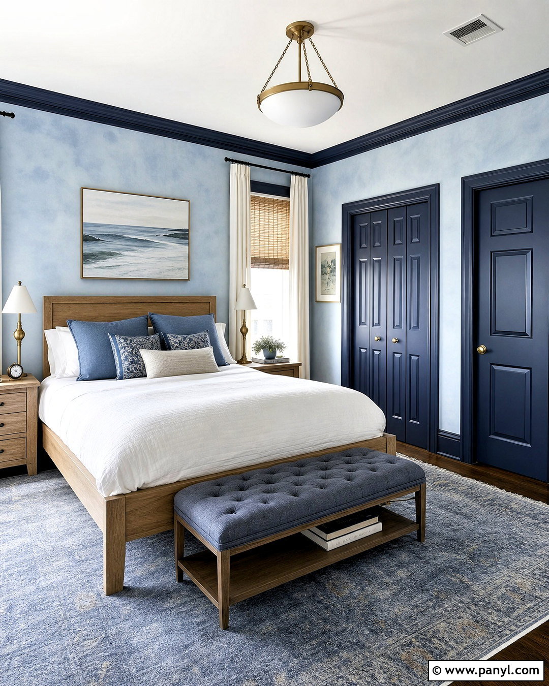 Dark Blue Trim With Pale Blue Walls - 20 dark painted trim ideas
