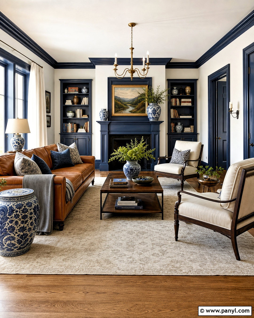 Dark Blue Trim With Warm White Walls - 20 house trim ideas interior ideas