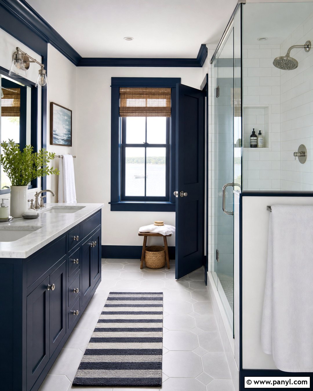 Dark Blue Trim With White Bathroom Walls - 45 darker trim lighter walls