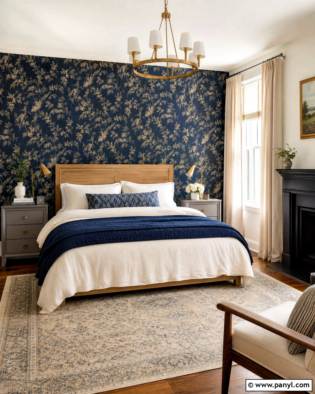 Dark Blue Wallpaper Accent Wall - 20 dark blue accent wall bedroom ideas