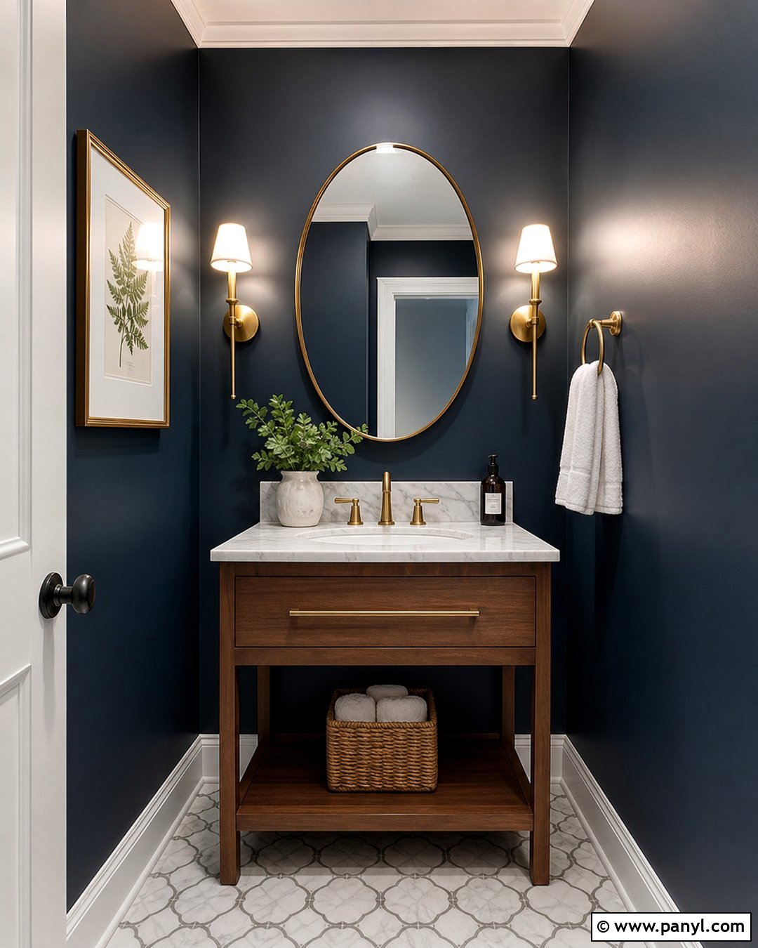 Dark Blue Walls In A Powder Room - 45 dark blue walls