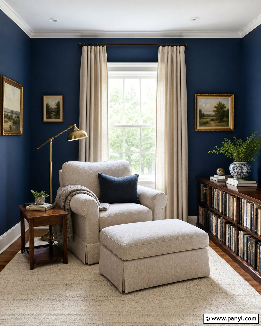 Dark Blue Walls In A Reading Room - 45 dark blue walls
