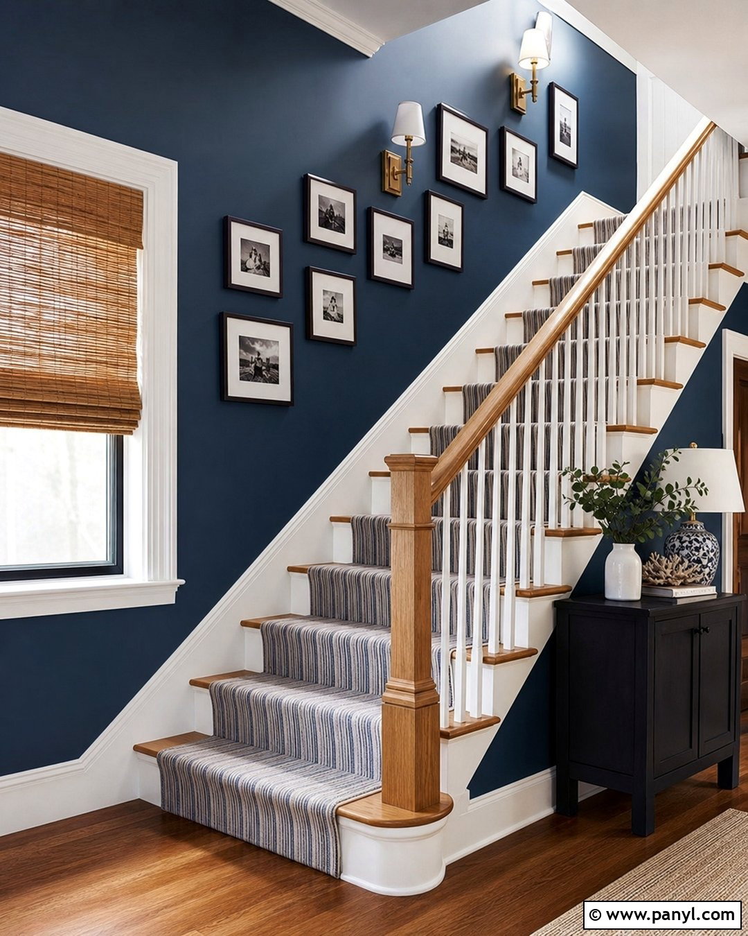 Dark Blue Walls In A Stairway - 45 dark blue walls