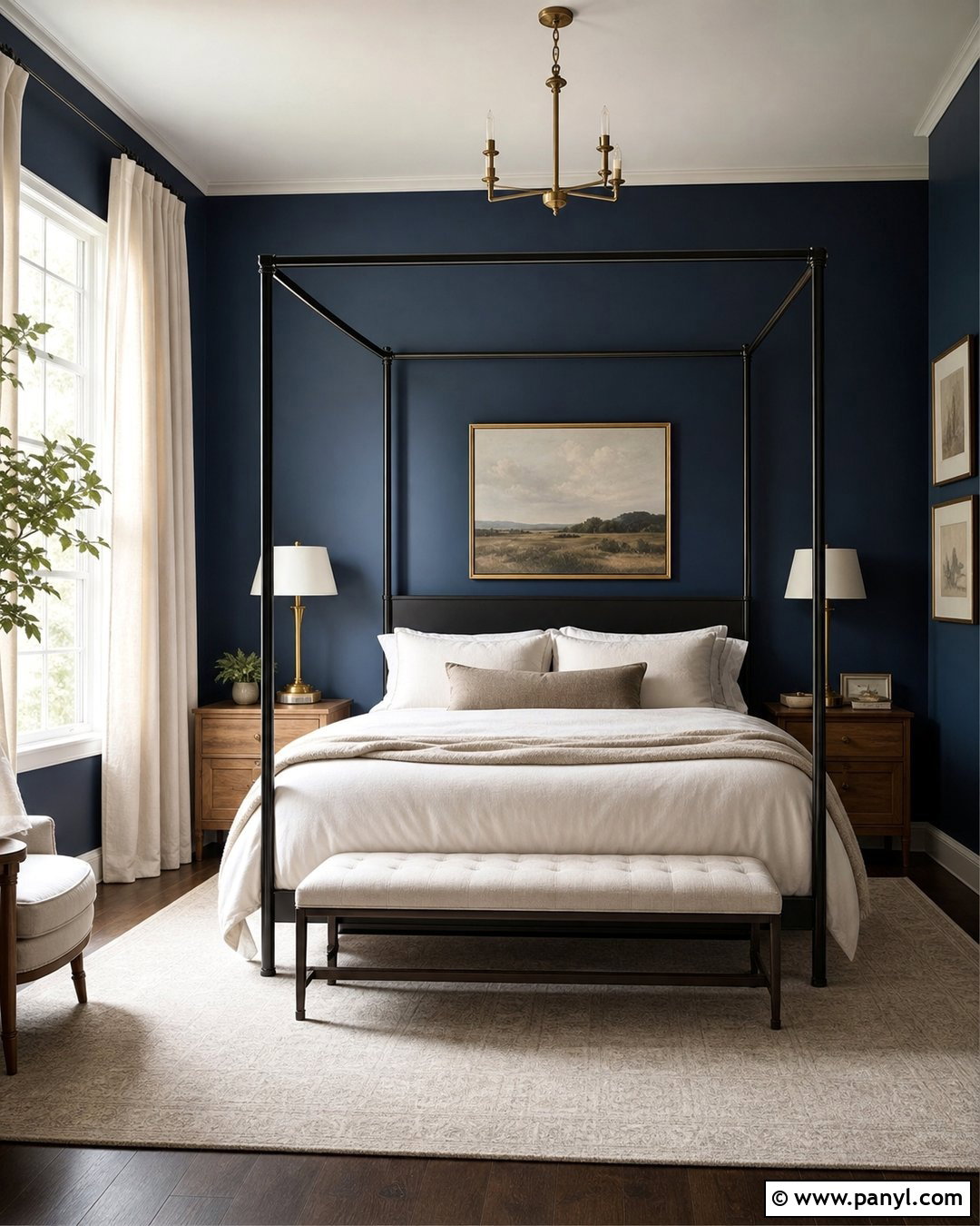 Dark Blue Walls With A Canopy Bed - 45 dark blue walls