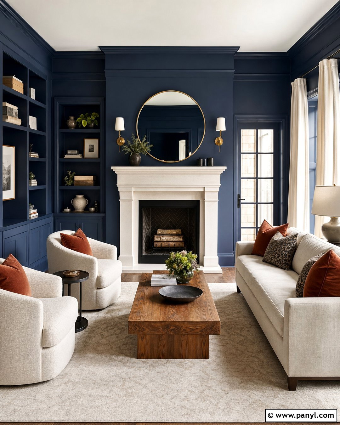 Dark Blue Walls With A Fireplace - 45 dark blue walls
